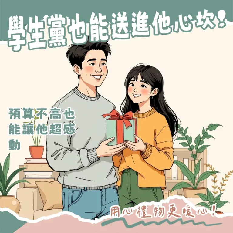 男友生日禮物學生預算攻略圖,包含實用3C、潮流配件、手作卡片等多樣禮物選項