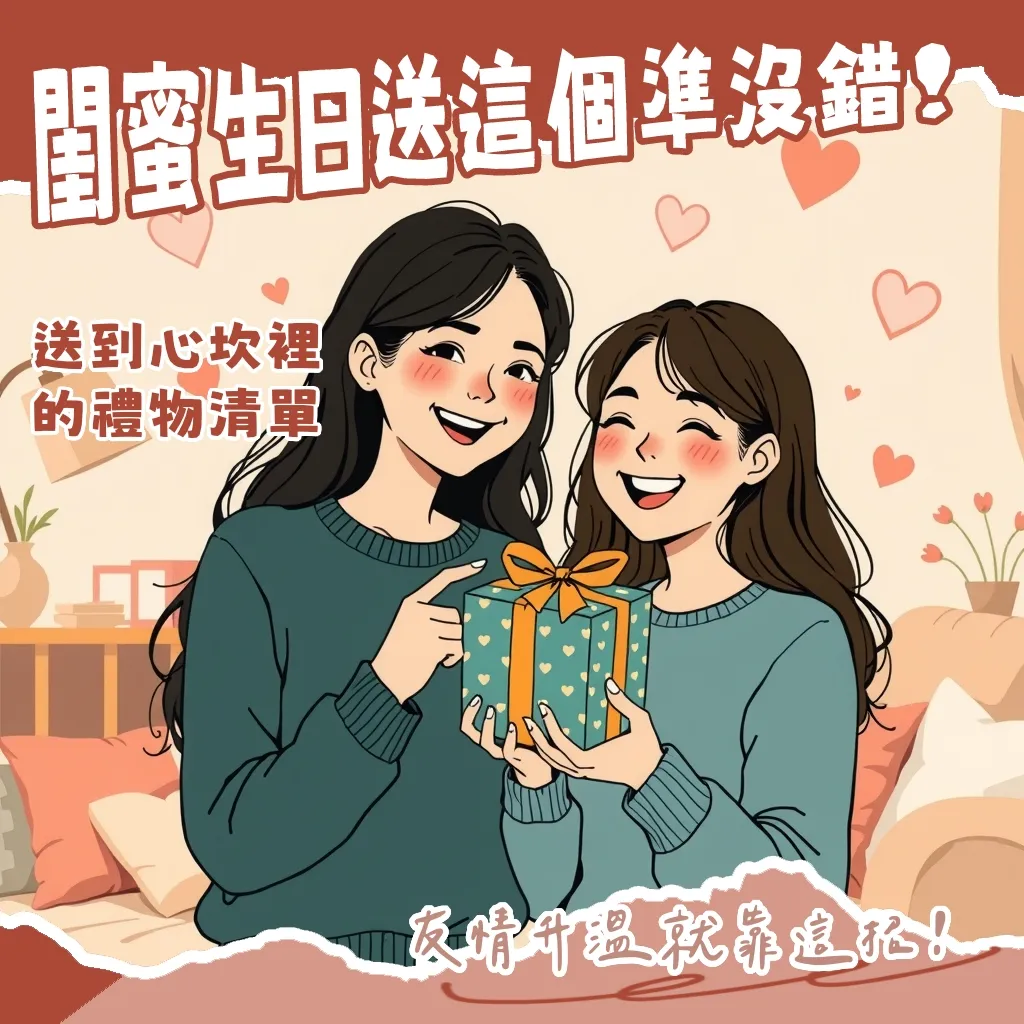 朋友生日禮物女挑選指南，涵蓋各預算實用、客製化、體驗式推薦，讓禮物送到心坎裡。