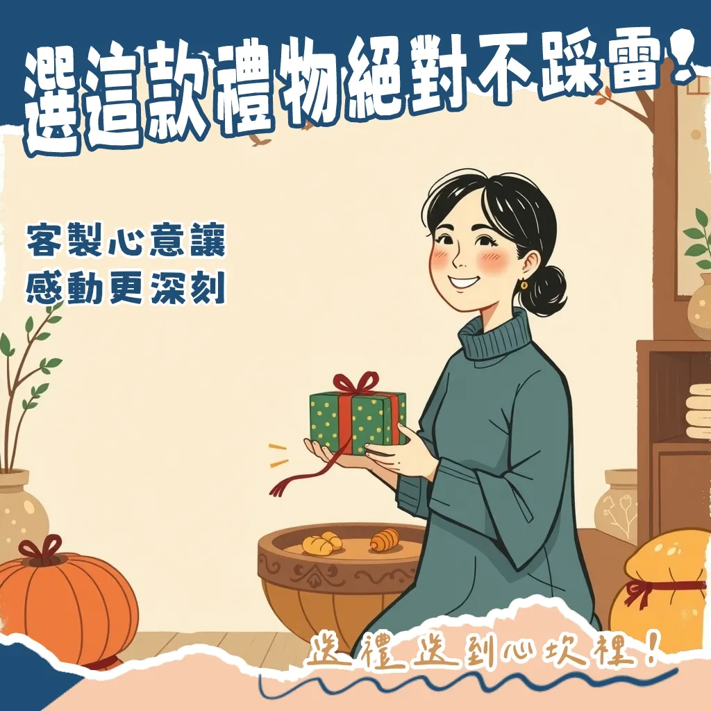 一份有紀念價值的禮物，承載著滿滿心意與獨特回憶。圖中展示客製化飾品、手作相簿與體驗活動，引導讀者送出最觸動人心的禮物。