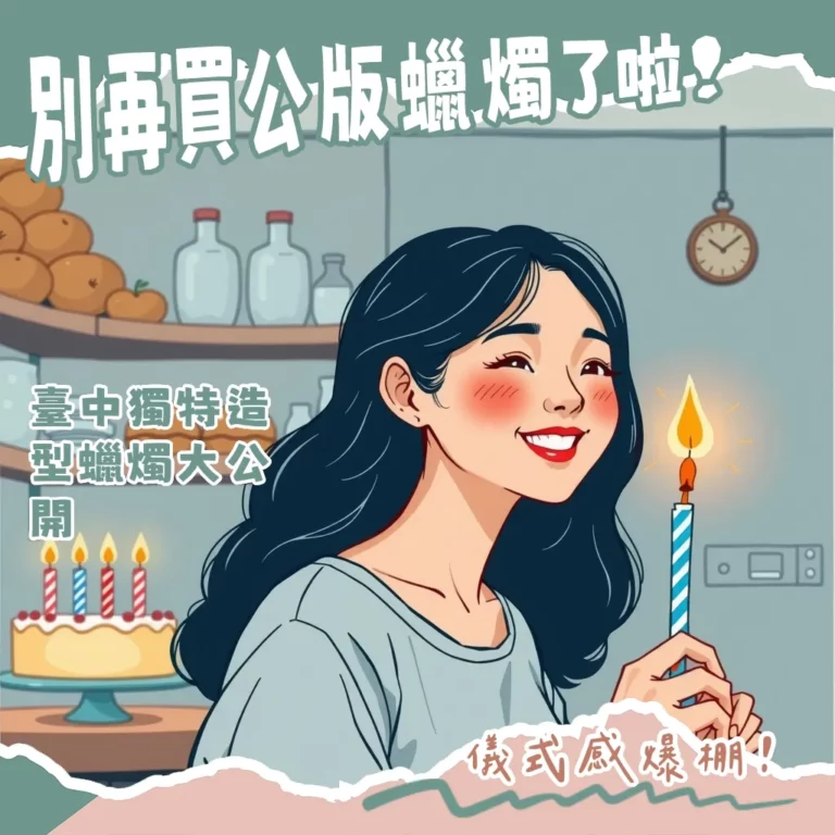 台中生日蠟燭購買指南，涵蓋各大連鎖店、專業烘焙材料行及派對用品店的各式數字蠟燭與造型蠟燭。