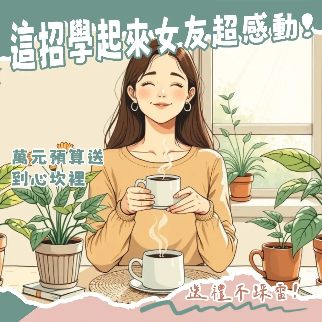 女友生日禮物一萬元精選清單，包含輕奢精品、Dyson吹風機與感動體驗攻略圖。