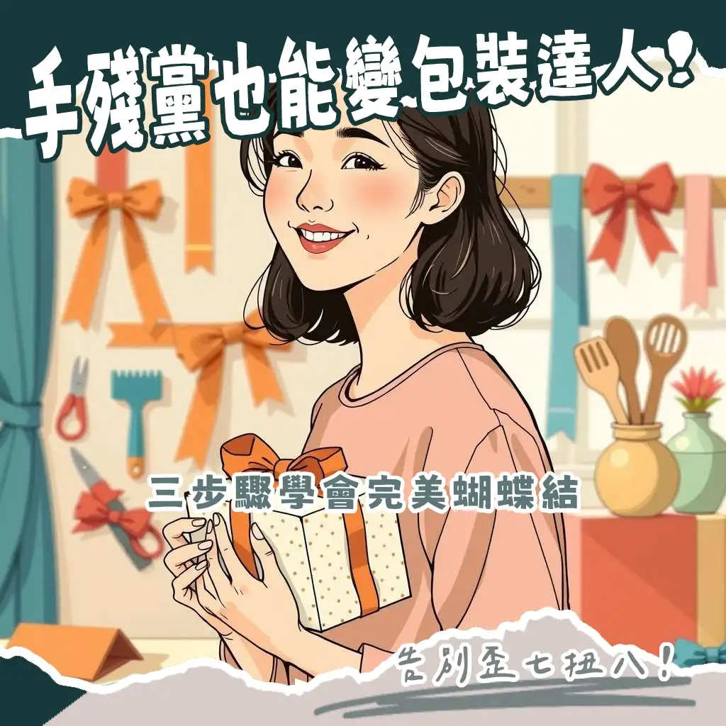 禮物包裝上綁著精美藍色蝴蝶結的特寫照片，展示禮物包裝蝴蝶結的質感與完美綁法。
