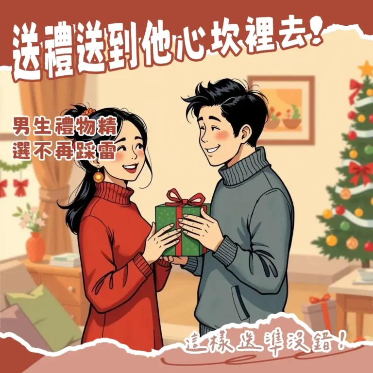 一張圖展示多種生日禮物推薦男性的商品,包括3C產品、皮夾、手錶和咖啡組。