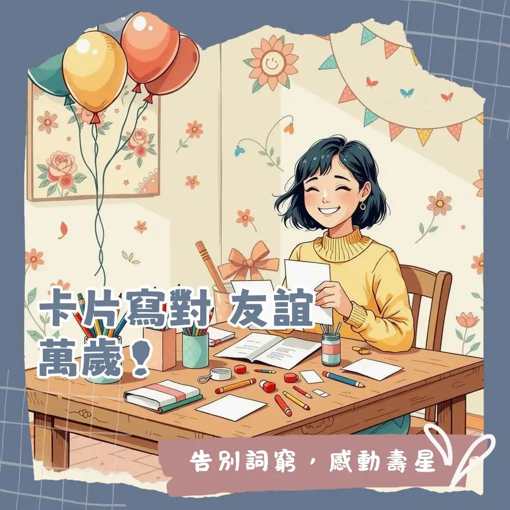 生日祝福卡片內容寫作指南，包含客製化、真誠祝賀語、朋友與家人祝福範例，讓你送禮不再詞窮。