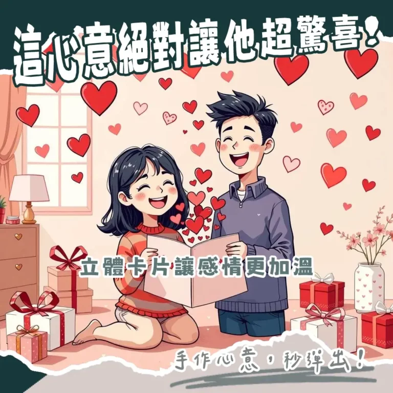 一張打開後有立體愛心或花束彈出的情人節卡片立體設計範例，展示不同款式與手作材料。