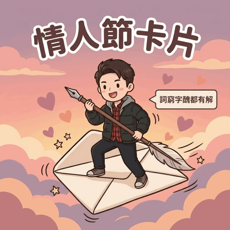 2026情人節卡片怎麼寫教學，包含手寫字體範本、工具與IG風排版設計示意圖。