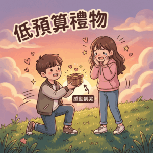 低預算情人節禮物推薦清單，包含手作卡片、無印良品文具與開架保養品等平價實用選擇。